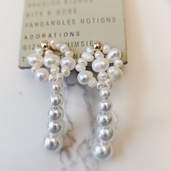 Anthropologie Floral Pearl Drop Earrings - Picture 1 of 7